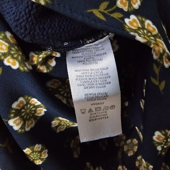 Ann Taylor LOFT Sweater Sz S Navy Tie Split Back Long Sleeve Mixed Media Top - Picture 9 of 12